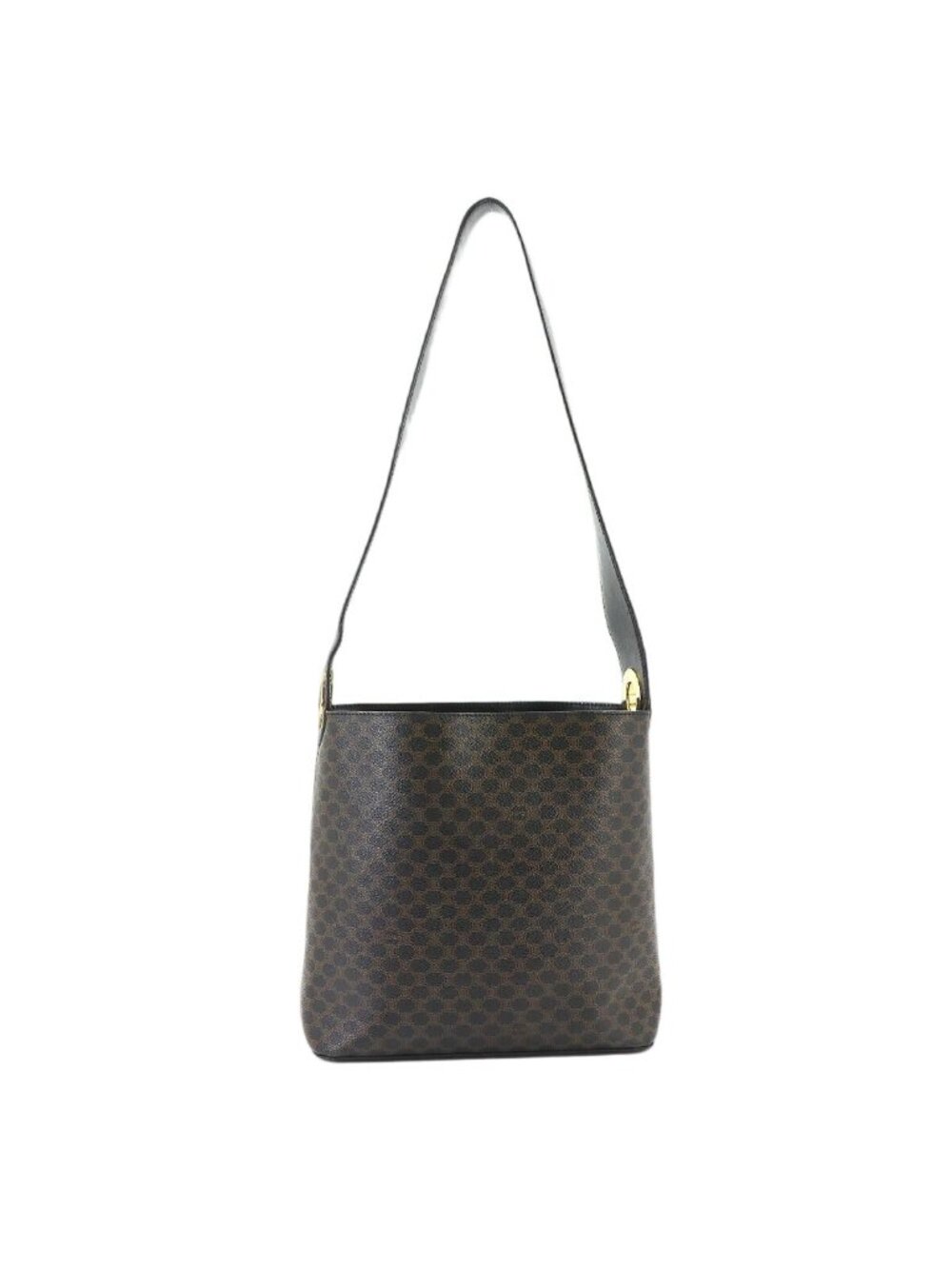 Celine Macadam Bag Leather Black Brown Gold Vintage